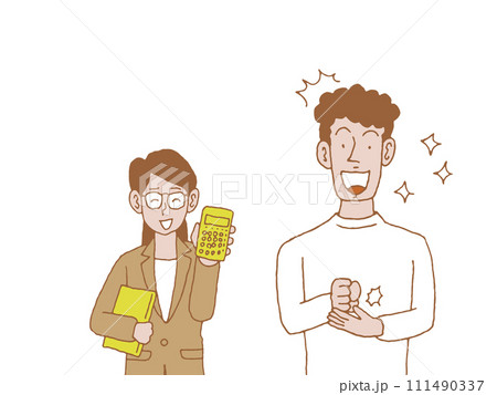 商談中の客と営業マンの上半身ポーズ3 111490337