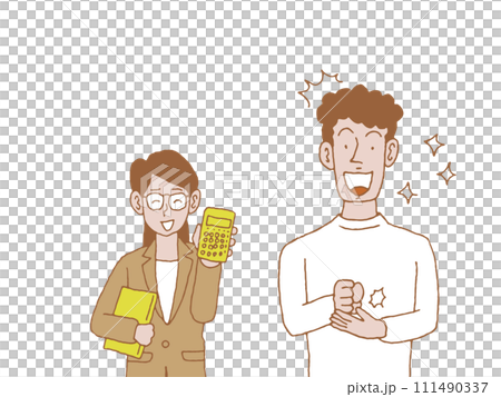 商談中の客と営業マンの上半身ポーズ3 111490337