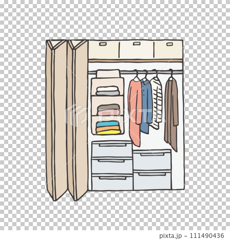 Closet/clothes storage hand-drawn illustration (color) 111490436