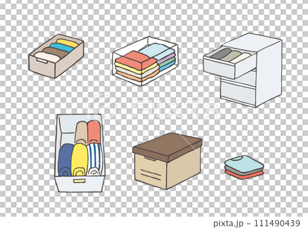 收納盒/衣物收納插畫手繪（彩色） 111490439