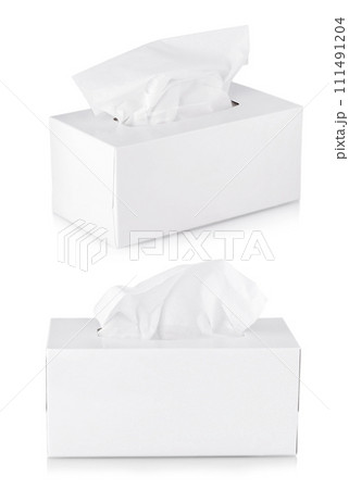 Set of Opened tissue box isolated on a white background with clipping path 111491204