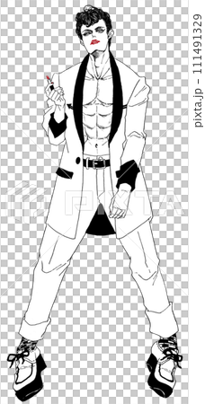 口紅を持っているリーゼントの男性 111491329