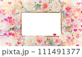 薔薇とハートの四角の金のフォトフレーム:幸せな結婚式をイメージした花嫁のための装飾 111491377