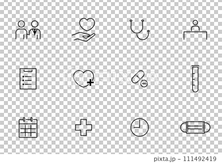 Medical and healthcare line icon set 111492419