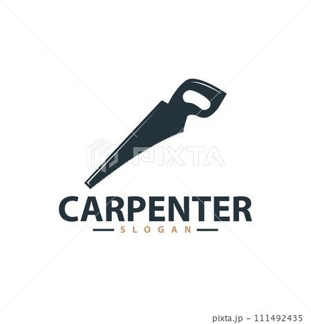 Wood saw logo vector design carpenter tool silhouette woodcutter wood craftsman carpentry company logo 111492435