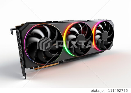 Close up of GPU Graphic card unit for PC computer technology Created with Generative AI technology. Close up of GPU Graphic card unit for PC computer technology Created with Generative AI technology. 111492756