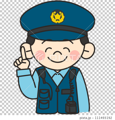 Illustration of a male police officer in a pointing pose Illustration of a male police officer in a pointing pose 111493192