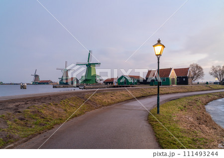 Windmill of Zaanse Schans near Amsterdam 111493244