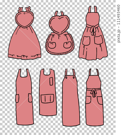 Red apron illustration set Red apron illustration set 111493460