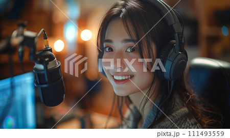 パソコンの前で歌うアーティスト 111493559