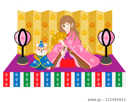 ギャルのお雛様と柴犬のお内裏様 111493915