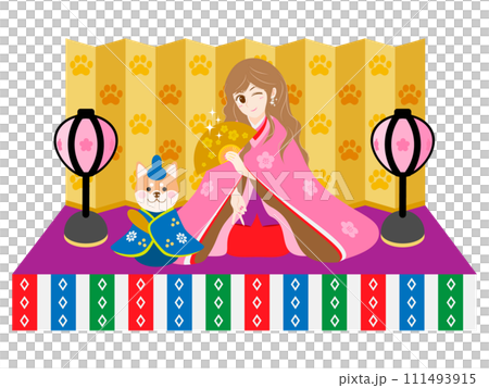 ギャルのお雛様と柴犬のお内裏様 111493915