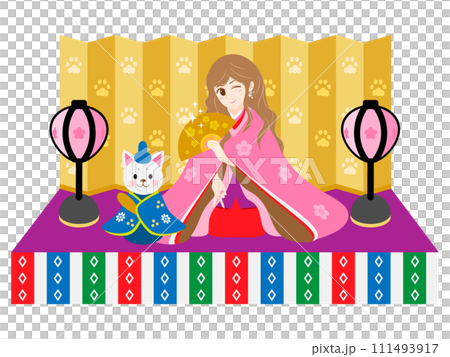 ギャルのお雛様と猫のお内裏様 111493917