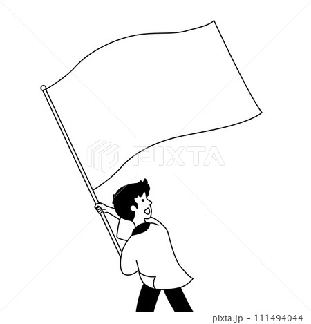 旗を振る男性 111494044
