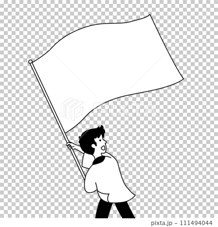 旗を振る男性 111494044