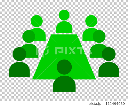 Illustration of a meeting where multiple people gather and exchange opinions at a table 111494080