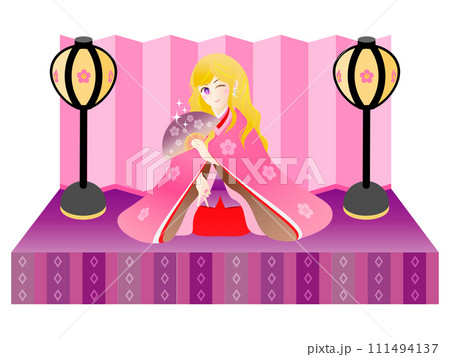 ひな壇に座る金髪ギャルのお雛様 ひな壇に座る金髪ギャルのお雛様 111494137