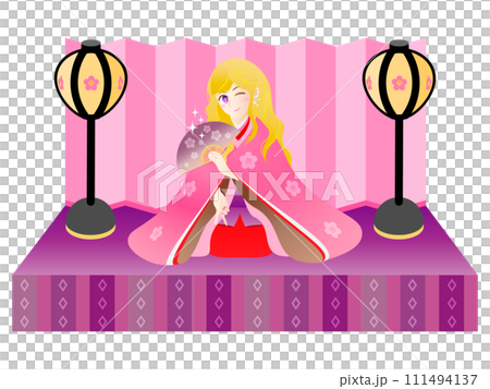 ひな壇に座る金髪ギャルのお雛様 ひな壇に座る金髪ギャルのお雛様 111494137