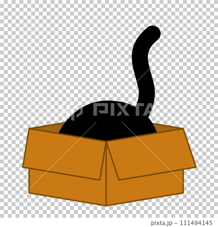 一隻貓在盒子裡,只露出尾巴的插圖 一隻貓在盒子裡,只露出尾巴的插圖 111494145