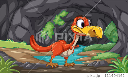 Friendly Dinosaur Outside Its Cave 111494162