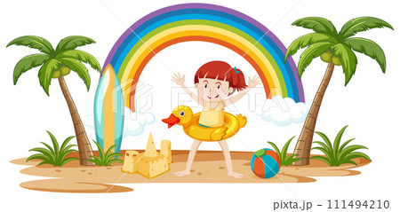 Joyful Child at a Tropical Beach Joyful Child at a Tropical Beach 111494210