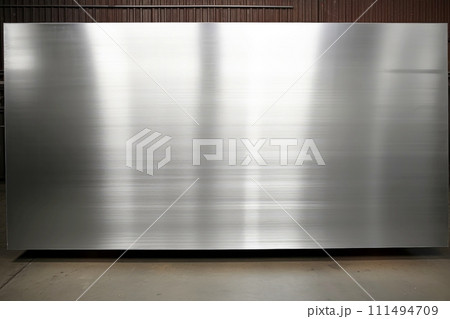 Close-up silver metallic object, abstract background, Generative AI 111494709