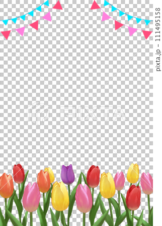 Tulip and garland frame decorative frame vertical 111495158