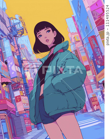Tokyo 90's girl illustration(Generative AI) Tokyo 90's girl illustration(Generative AI) 111495524