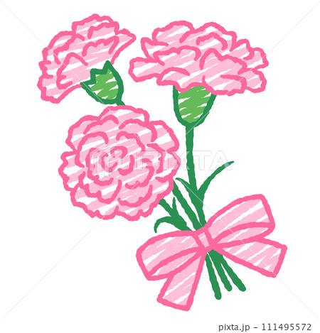 シンプルなピンクのカーネーションの花束のイラスト シンプルなピンクのカーネーションの花束のイラスト 111495572