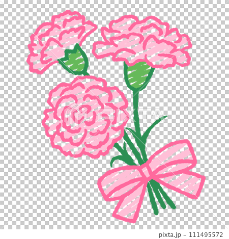 簡單的粉紅色康乃馨花束的插圖 111495572