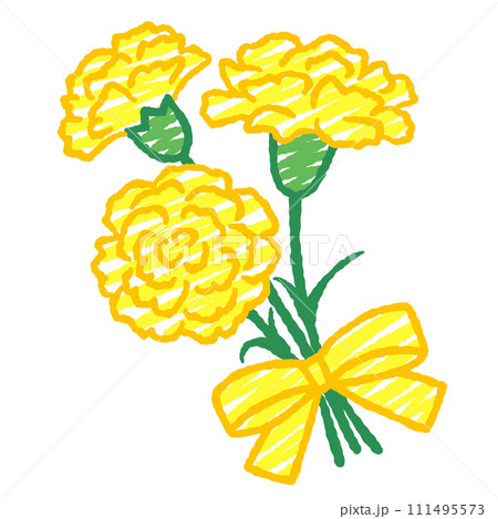 シンプルな黄色いカーネーションの花束のイラスト 111495573