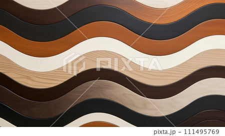 Close-up, wood marquetry wallpaper, abstract pattern background, Generative AI 111495769