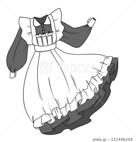 なびいているメイド服のイラストのイラスト素材 [111496209] - PIXTA