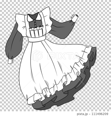なびいているメイド服のイラストのイラスト素材 [111496209] - PIXTA