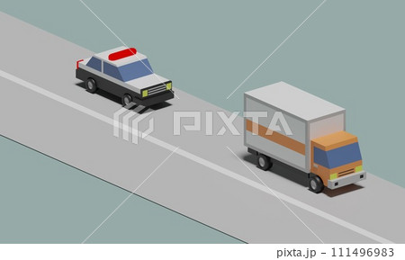 トラックを追いかけるパトカー トラックを追いかけるパトカー 111496983