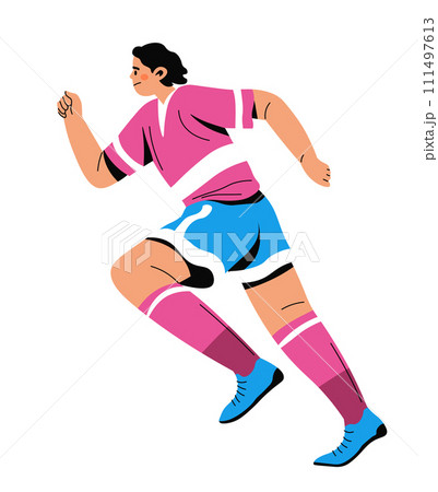 Football player running, male character in jersey 111497613