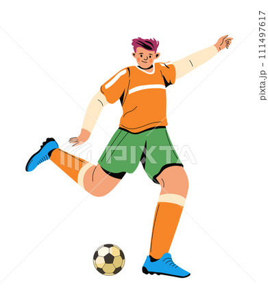 Soccer player kicking ball, footballer in action Soccer player kicking ball, footballer in action 111497617