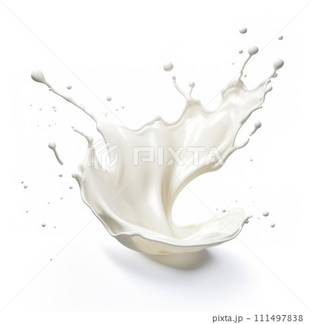 Milk Splashes Isolated On White Background, Splashes Wave Fresh Milk, Perfect For Food Background And Food Ads, Ai generative 111497838