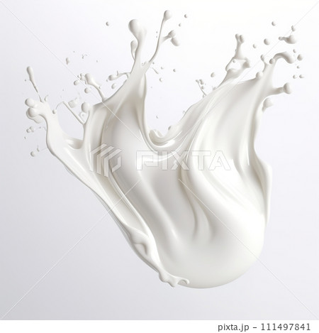 Milk Splashes Isolated On White Background, Splashes Wave Fresh Milk, Perfect For Food Background And Food Ads, Ai generative 111497841