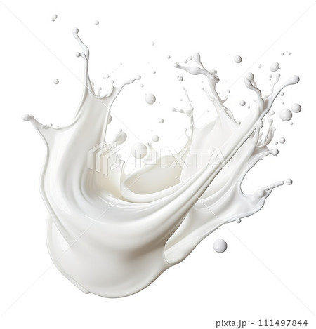Milk Splashes Isolated On White Background, Splashes Wave Fresh Milk, Perfect For Food Background And Food Ads, Ai generative 111497844