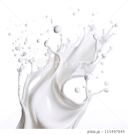 Milk Splashes Isolated On White Background, Splashes Wave Fresh Milk, Perfect For Food Background And Food Ads, Ai generative Milk Splashes Isolated On White Background, Splashes Wave Fresh Milk, Perfect For Food Background And Food Ads, Ai generative 111497845