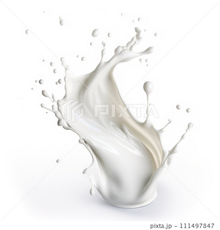 Milk Splashes Isolated On White Background, Splashes Wave Fresh Milk, Perfect For Food Background And Food Ads, Ai generative 111497847