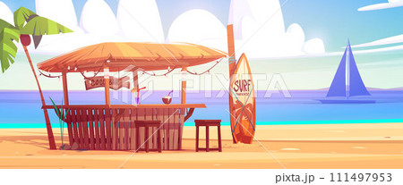Summer beach bar against sea background 111497953