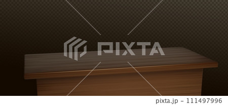 Dark wooden table with empty countertop 111497996