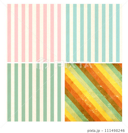 Set of pattern with vintage striped pattern in shabby chic style. Retro collection of paper textures with pastel colors strips. Can be used for wallpaper, web page background, surface texture 111498246