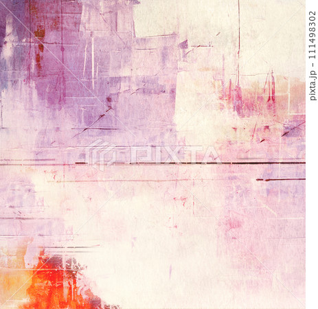 Bright colorful watercolor strips on retro paper texture. Colorful ink splashes of red and violet color. Splatter stain on paper background. Square backdrop with smears of paint Bright colorful watercolor strips on retro paper texture. Colorful ink splashes of red and violet color. Splatter stain on paper background. Square backdrop with smears of paint 111498302