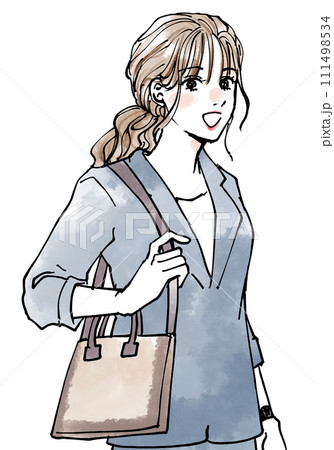 かばんを持った笑顔のビジネスウーマン 111498534