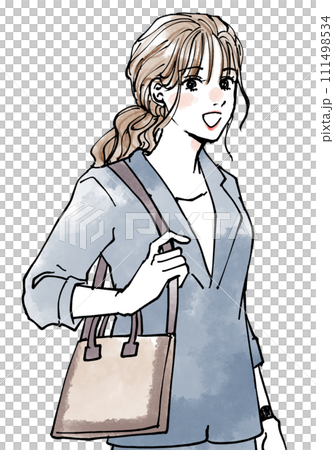かばんを持った笑顔のビジネスウーマン 111498534