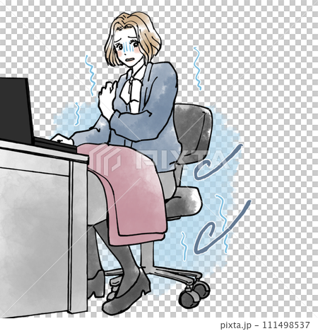 オフィスで足元が冷える女性社員 111498537