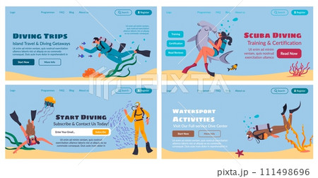 Web banner design set for scuba diving service 111498696